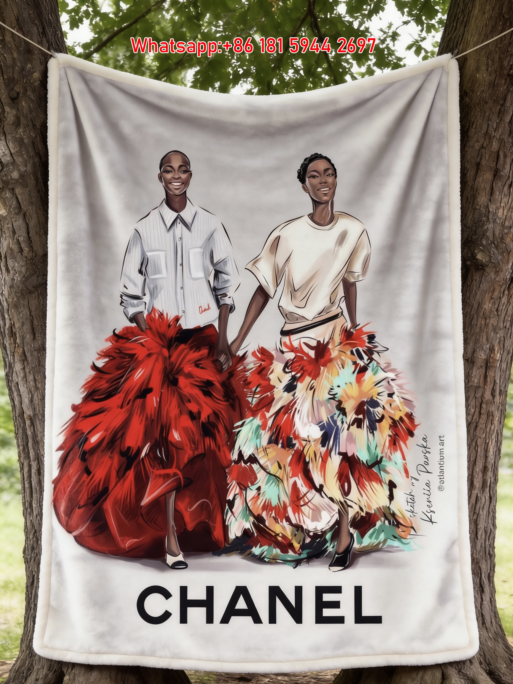Chanel Feather Skirt Models Flannel Throw Blanket IMG_6885